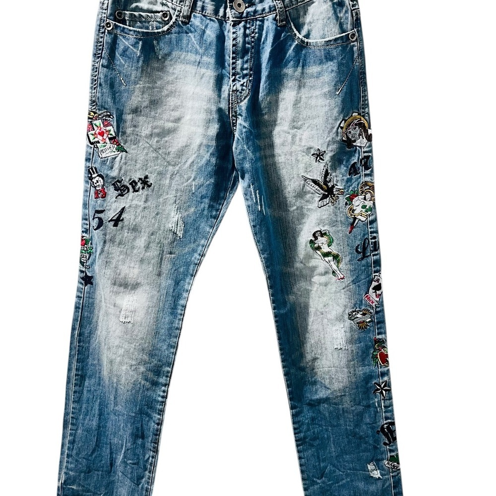 Bray NWOT Embroidered Y2K Jeans Retail $230 Mid Rise Blue Denim Pants Size 31